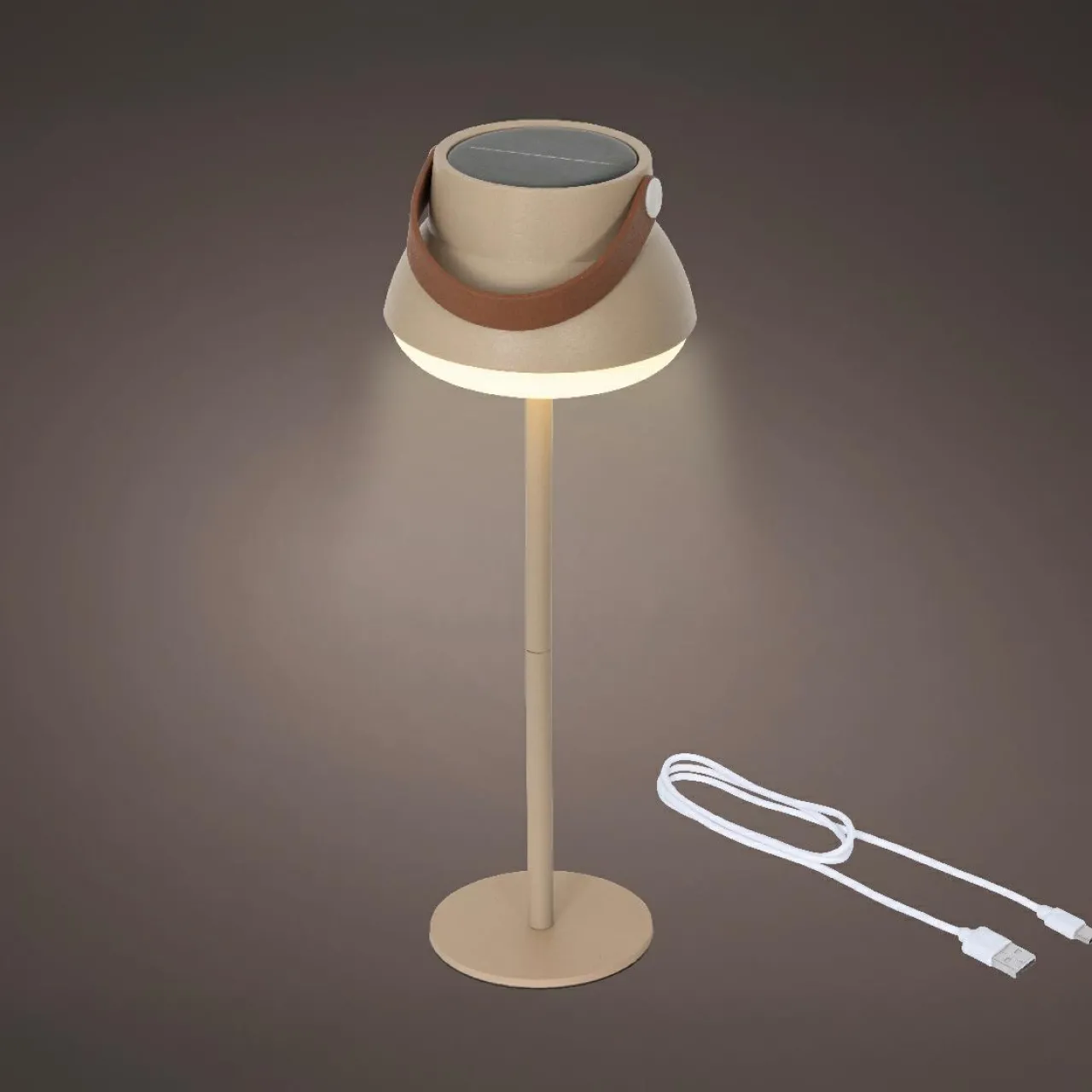 Luminaire Jardin|Eclairage Extérieur|KAEMINGK Lampe de table solaire 100 lumens (H36 cm) Tokyo Beige