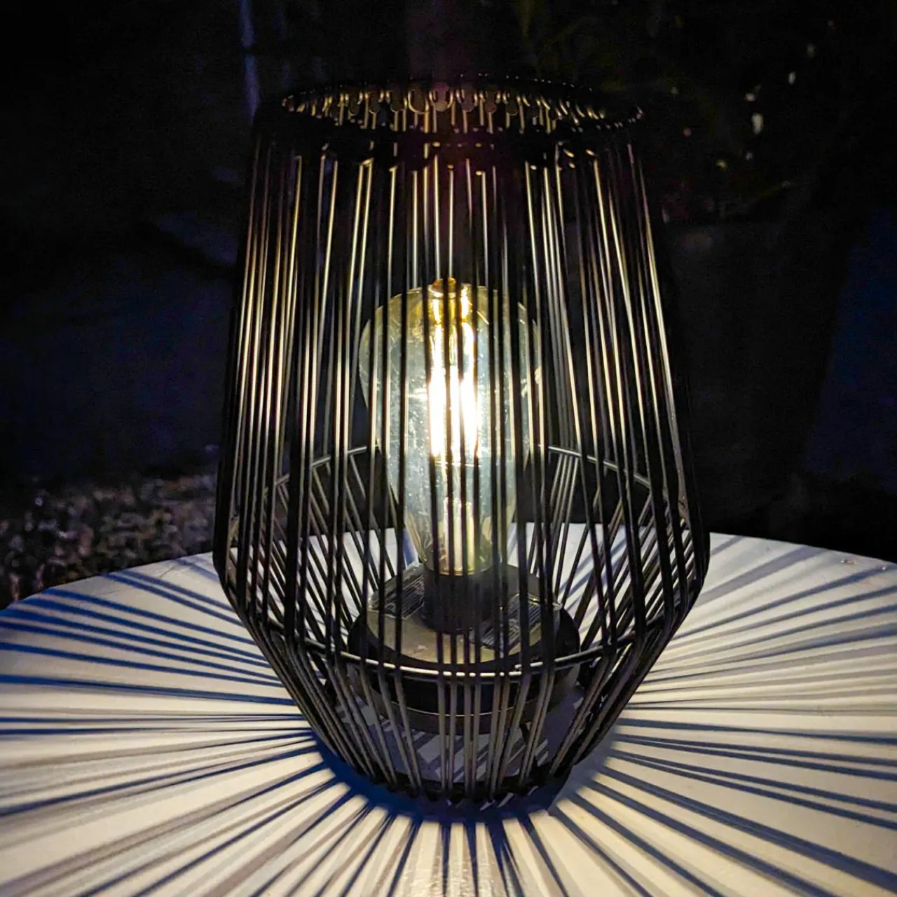 Luminaire Jardin|Eclairage Extérieur|#N/A Lampe de table solaire LED (H23 cm) Calabre Noir