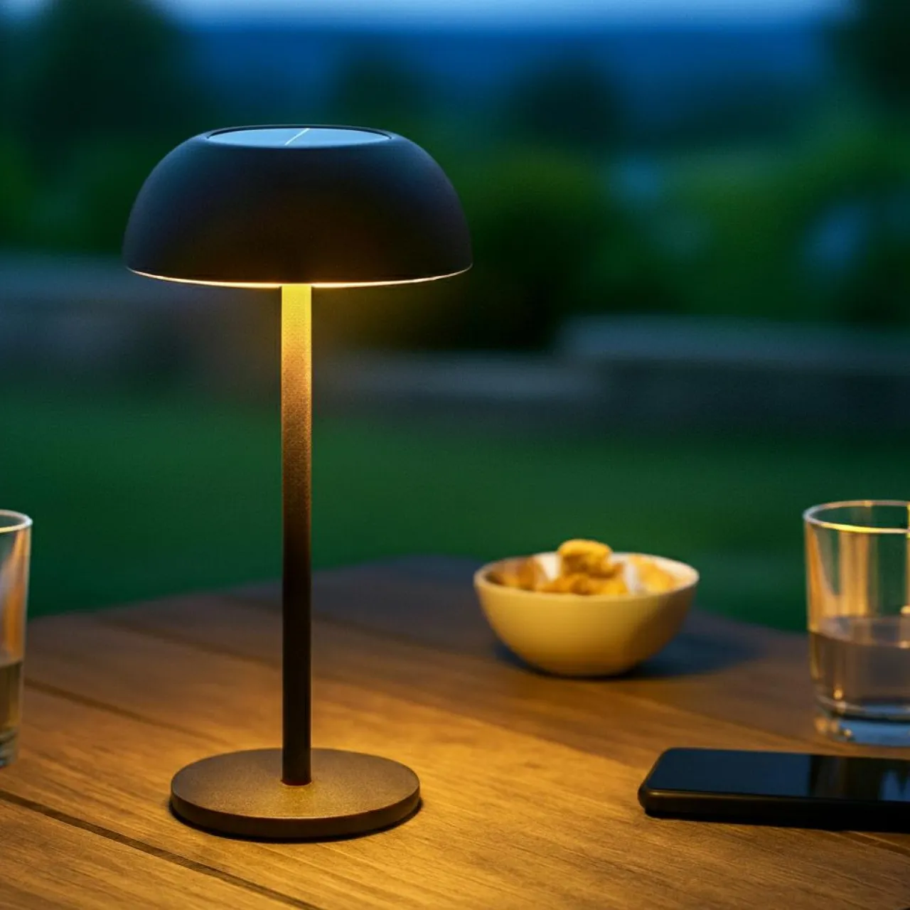 Luminaire Jardin|Eclairage Extérieur|KAEMINGK Lampe de table solaire LED (H33 cm) Malibu Noir