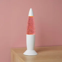 Luminaire Enfant|OSTARIA Lampe lave enfant à paillettes (H19 cm) Rose