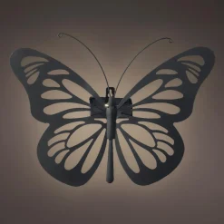 Luminaire Jardin|Eclairage Extérieur|KAEMINGK Lampe murale solaire en métal (H26,5 cm) Papillon Noir