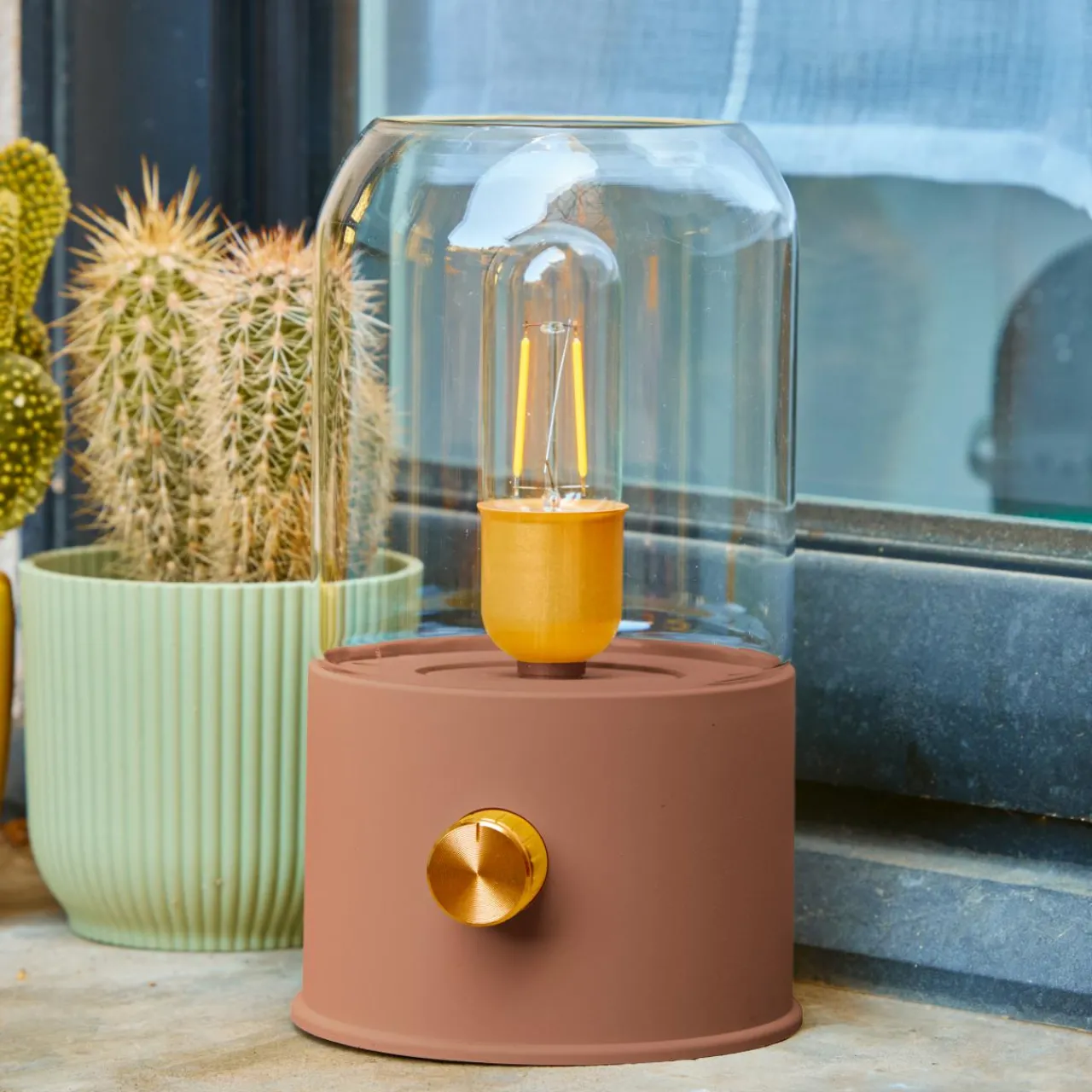 Luminaire Jardin|Eclairage Extérieur|#N/A Lampe tempête sans fil rechargeable USB (H20 cm) Terracotta Orange