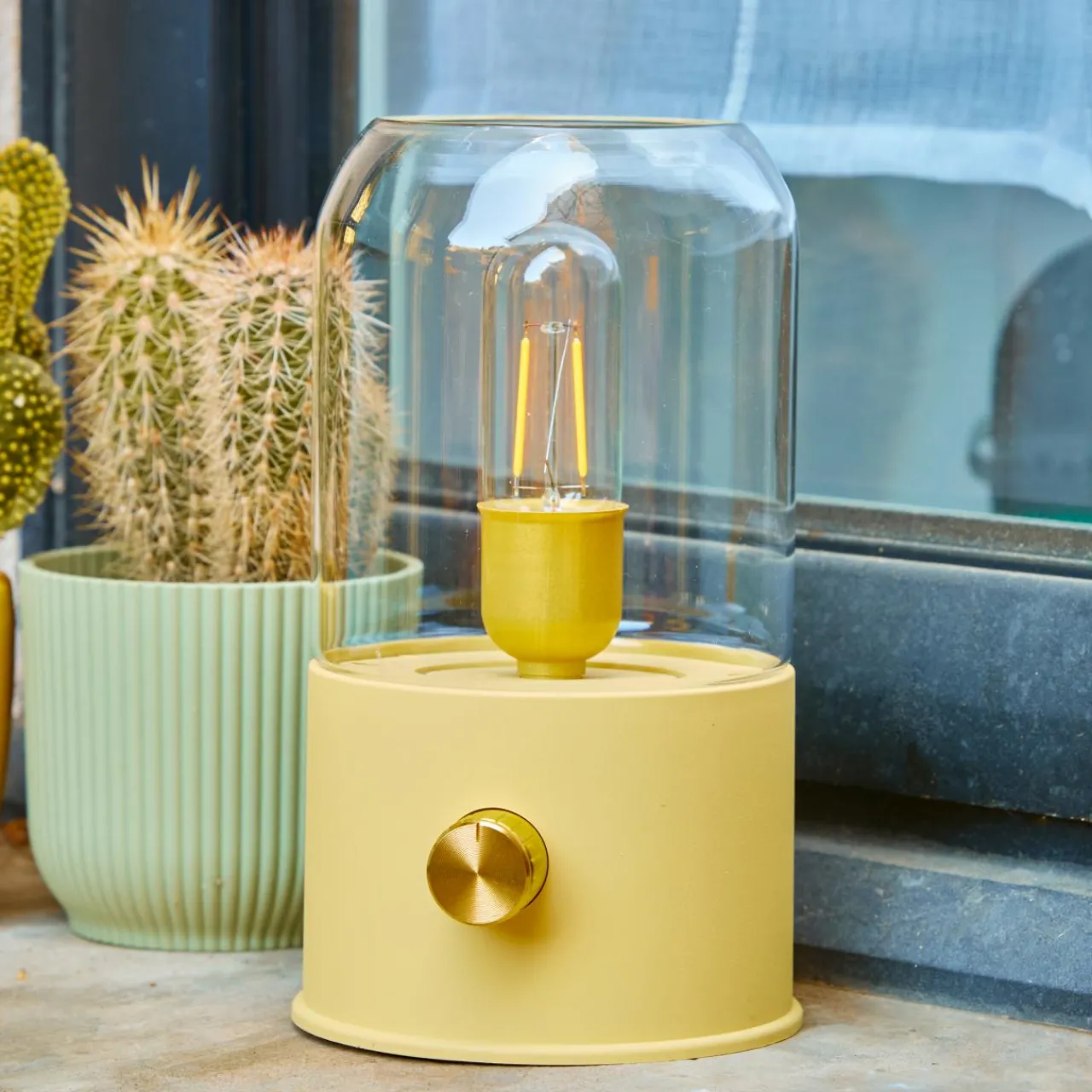 Luminaire Jardin|Eclairage Extérieur|#N/A Lampe tempête sans fil rechargeable USB (H20 cm) Jaune