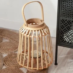 Lampe À Poser|ATMOSPHERA Lanterne en rotin (H35 cm) Naturalys Beige Naturel