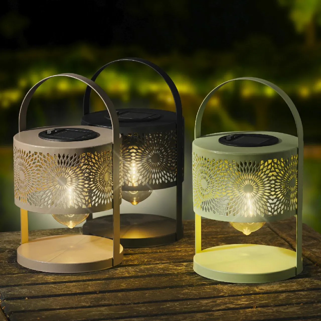 Luminaire Jardin|Eclairage Extérieur|#N/A Lanterne solaire de table (H22,5 cm) à LED clair Vert