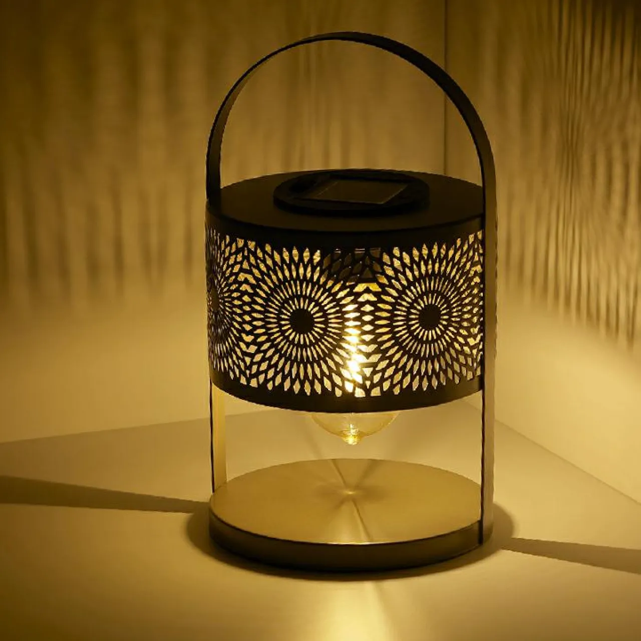 Luminaire Jardin|Eclairage Extérieur|#N/A Lanterne solaire de table (H22,5 cm) à LED Noir