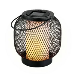 Luminaire Jardin|Eclairage Extérieur|#N/A Lanterne solaire métal à LED (H15 cm) Croisillon et blanc chaud Noir