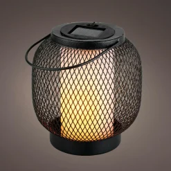 Luminaire Jardin|Eclairage Extérieur|#N/A Lanterne solaire métal à LED (H15 cm) Croisillon et blanc chaud Noir