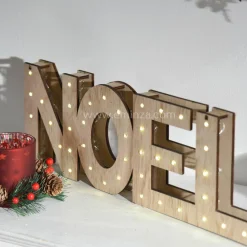 Déco Et Objet De Noël|Déco Et Objet Lumineux|Feeric Lights & Christmas Lettres lumineuses à piles 41 LED (H15 cm) "Noël" Bois et Blanc chaud