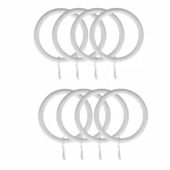 Embrasse, Pince Et Anneaux|LUANCE Lot de 8 anneaux tringle rideau (D28 mm) Lino mat Blanc