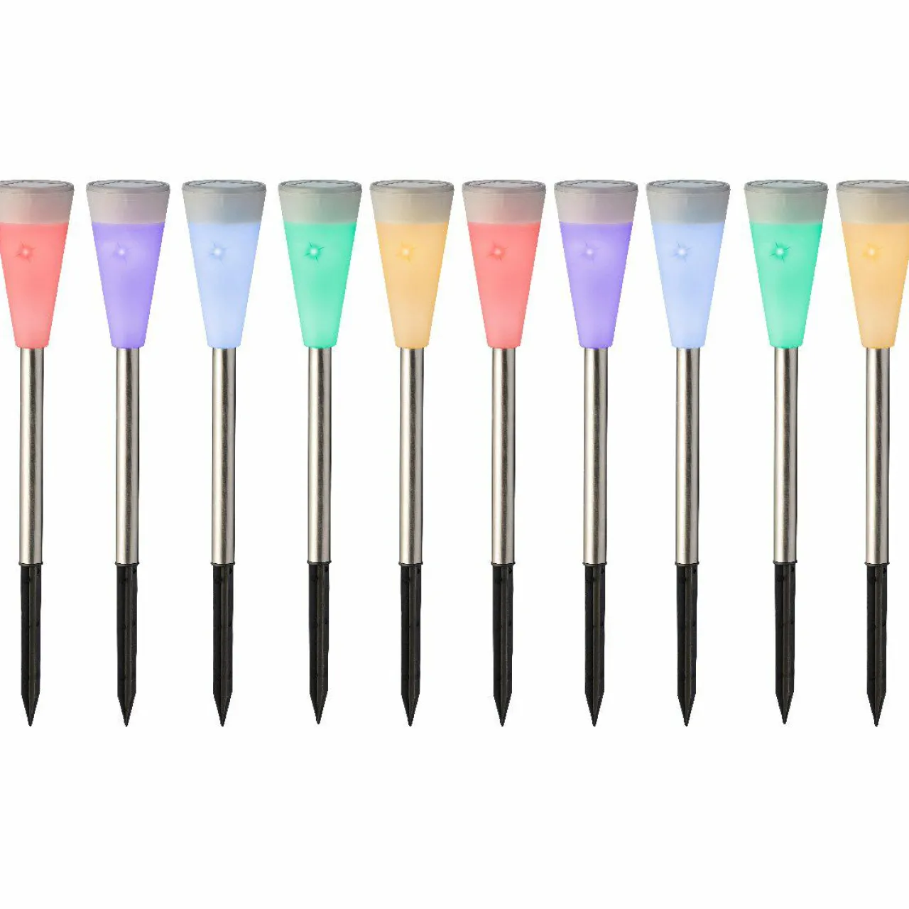 Luminaire Jardin|Eclairage Extérieur|#N/A Lot de 10 bornes de jardin solaires (H26 cm) Marly Multicolore