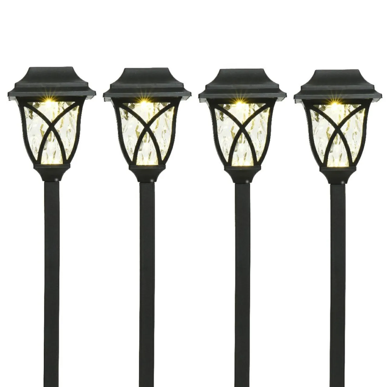 Luminaire Jardin|Eclairage Extérieur|#N/A Lot de 4 bornes de jardin solaire LED (H33 cm) Botany Noir