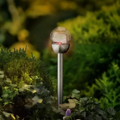 Luminaire Jardin|Eclairage Extérieur|#N/A Lot de 6 bornes de jardin solaires (H24,5 cm) Verre craquelé Multicolore