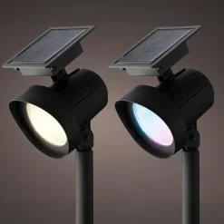 Luminaire Jardin|Eclairage Extérieur|KAEMINGK Lot de 2 bornes de jardin solaire 25 lumens (H31 cm) Spots Blanc chaud et Multicolore