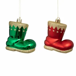 Décoration De Sapin|Feeric Lights & Christmas Lot de 4 bottes (H8 cm) Jeux de neige Rouge et Vert