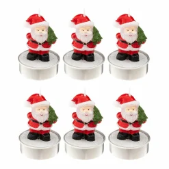 Bougie Et Photophore|Feeric Lights & Christmas Lot de 6 bougies Chauffe-plat (H6 cm) Père Noël Rouge