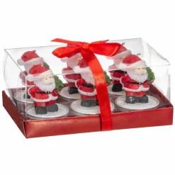 Bougie Et Photophore|Feeric Lights & Christmas Lot de 6 bougies Chauffe-plat (H6 cm) Père Noël Rouge