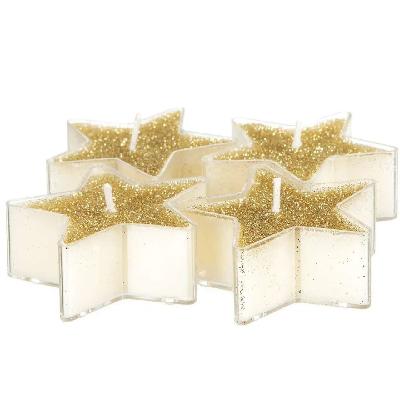 Bougie Et Photophore|Feeric Lights & Christmas Lot de 4 bougies (D6 cm) Étoiles pailletées Or