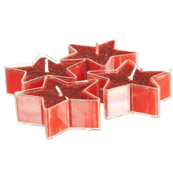 Bougie Et Photophore|Feeric Lights & Christmas Lot de 4 bougies (D6 cm) Étoiles pailletées Rouge