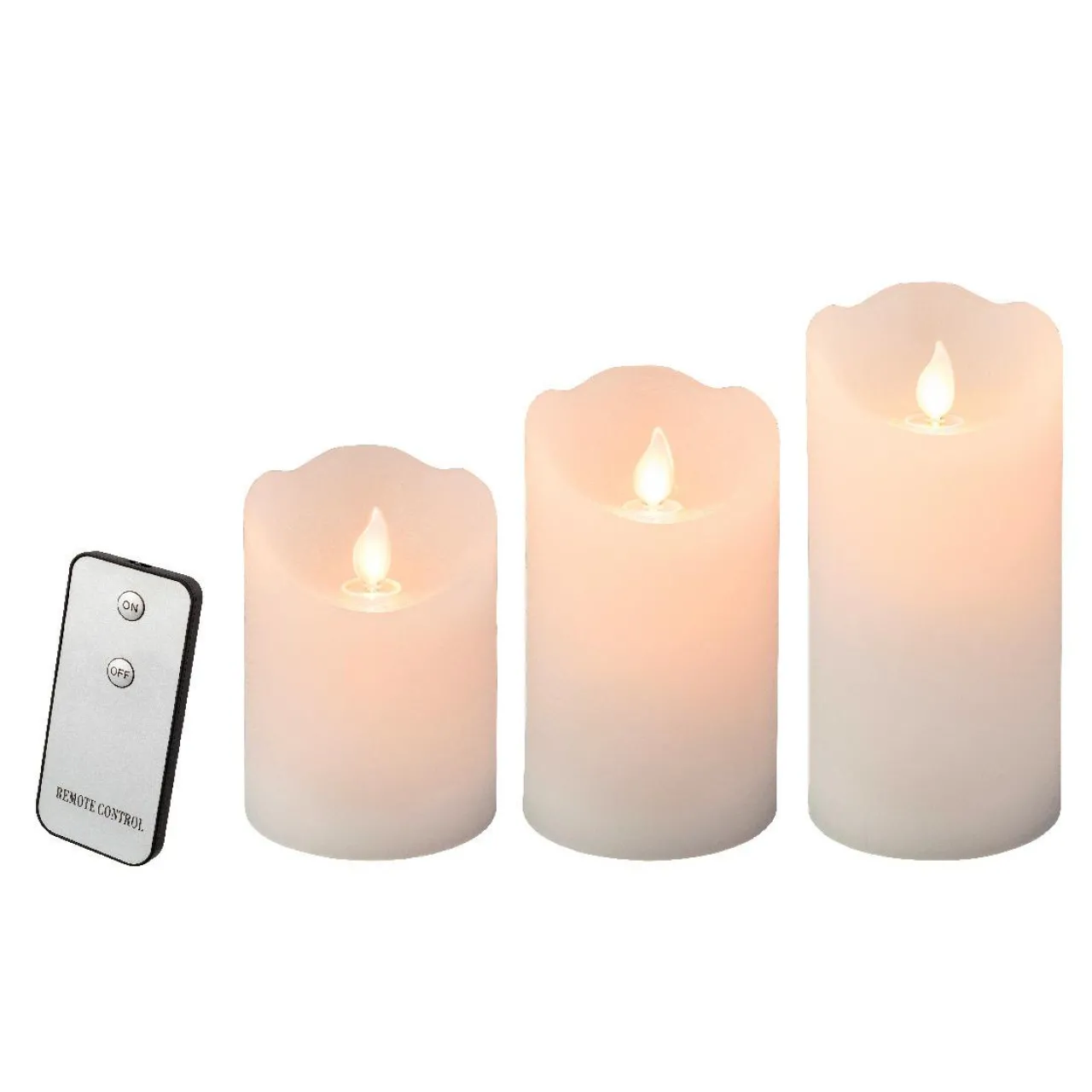 Bougie Et Photophore|KAEMINGK Lot de 3 bougies LED vacillantes (D7,5 cm) Cire naturelle Blanc