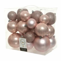 Boule De Noël|KAEMINGK Lot de 26 boules de Noël Lara Rose poudré