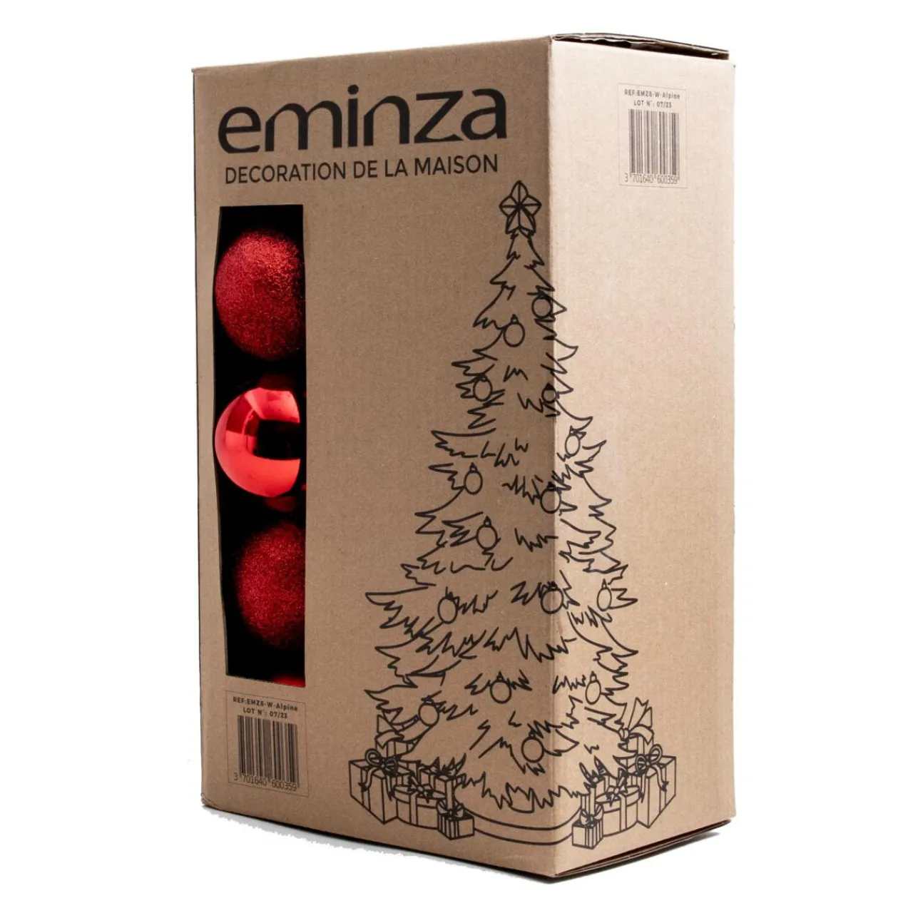 Boule De Noël|EMINZA Lot de 20 boules de Noël assorties New Alpine Rouge