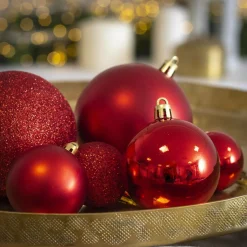 Boule De Noël|EMINZA Lot de 30 boules de Noël assorties New Alpine Rouge