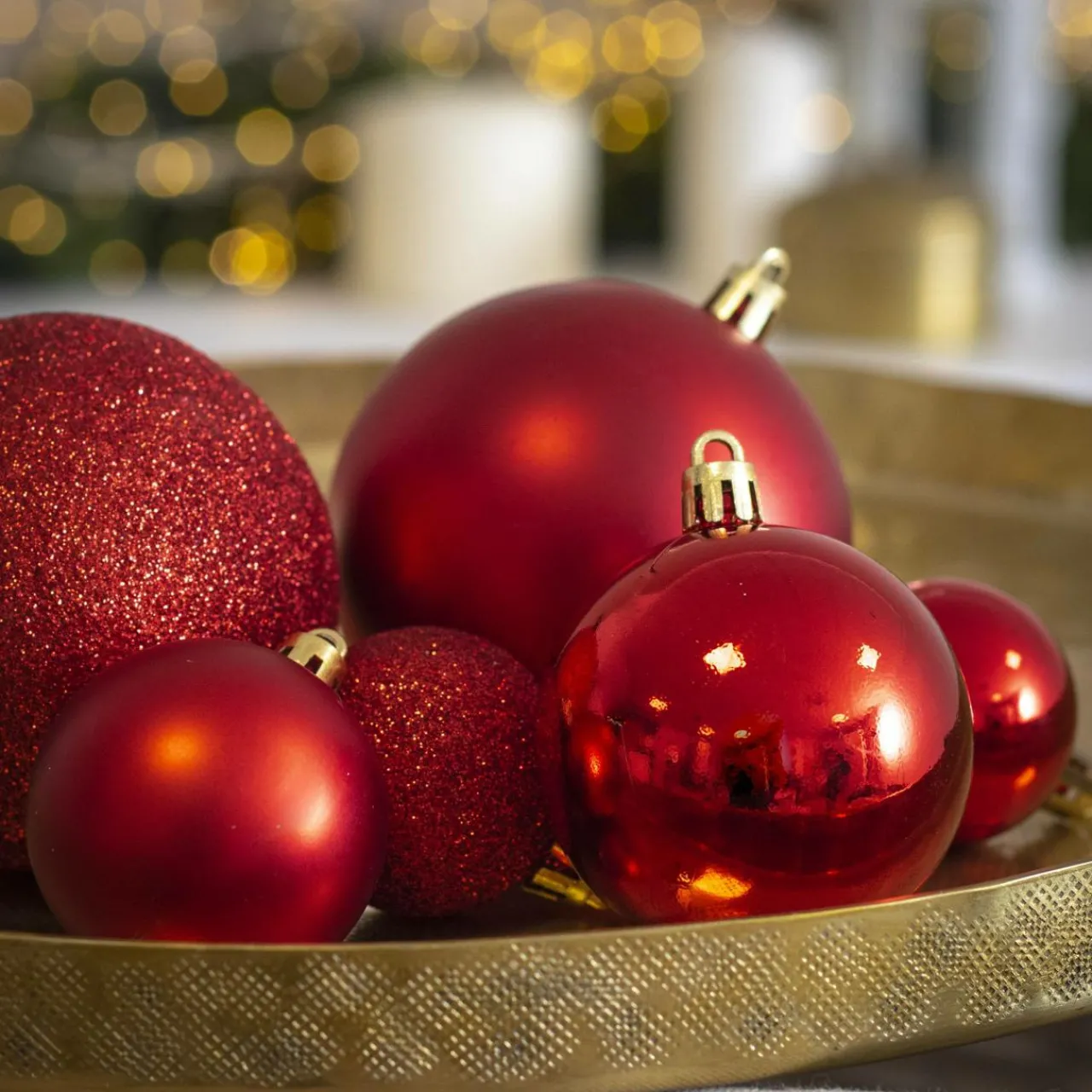 Boule De Noël|EMINZA Lot de 30 boules de Noël assorties New Alpine Rouge