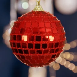 Boule De Noël|KAEMINGK Lot de 12 boules de Noël (D80 mm) Boule à facette Rouge