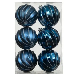 Boule De Noël|KAEMINGK Lot de 6 boules de Noël (D80 mm) Glam chic Bleu nuit
