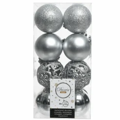 Boule De Noël|KAEMINGK Lot de 16 boules de Noël (D60 mm) Alpine multi Argent
