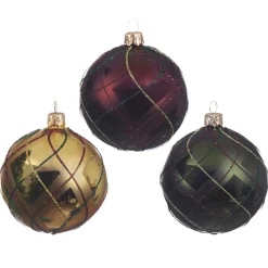 Boule De Noël|KAEMINGK Lot de 6 boules de Noël (D80 mm) Carreaux Multicouleur Multicolore