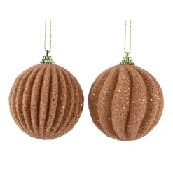 Boule De Noël|KAEMINGK Lot de 12 boules de Noël (D80 mm) Reflet d’or pailleté or Cognac