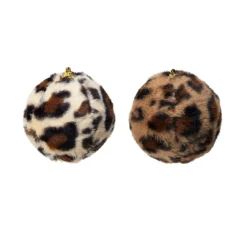Boule De Noël|KOOPMAN Lot de 12 boules de Noël (D100 mm) Léopard Beige et Marron