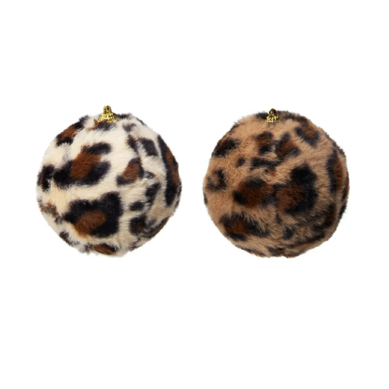 Boule De Noël|KOOPMAN Lot de 12 boules de Noël (D100 mm) Léopard Beige et Marron