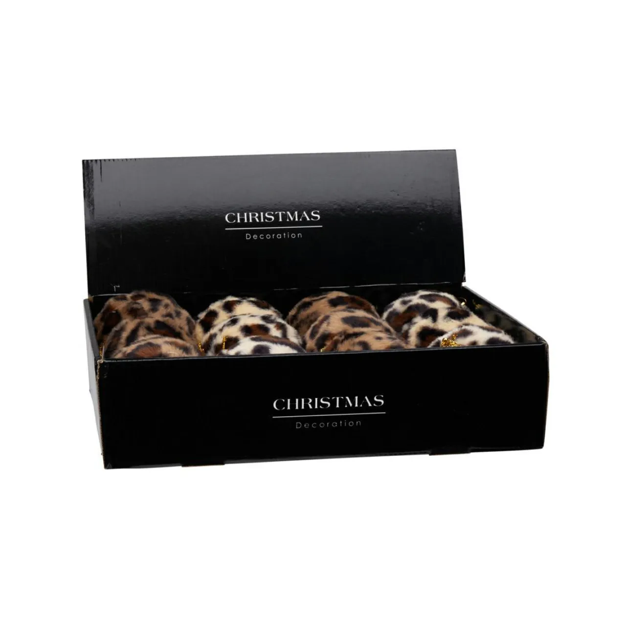 Boule De Noël|KOOPMAN Lot de 12 boules de Noël (D100 mm) Léopard Beige et Marron