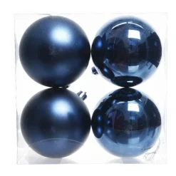 Boule De Noël|KAEMINGK Lot de 4 boules de Noël (D100 mm) Aravis Bleu nuit