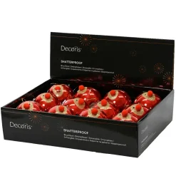 Boule De Noël|KAEMINGK Lot de 12 Boules de Noël (D80 mm) Renne Clown paillettes et or Rouge