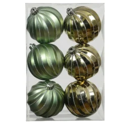 Boule De Noël|KAEMINGK Lot de 6 boules de Noël (D80 mm) Glam chic Vert romarin