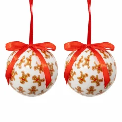 Boule De Noël|FEERIC LIGHTS Lot de 2 boules de Noël (D60 mm) Petit Biscuit Rouge