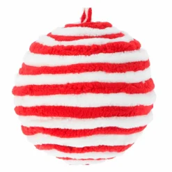 Boule De Noël|KOOPMAN Lot de 2 boules de Noël (D120 mm) Laine rayé et blanc Rouge