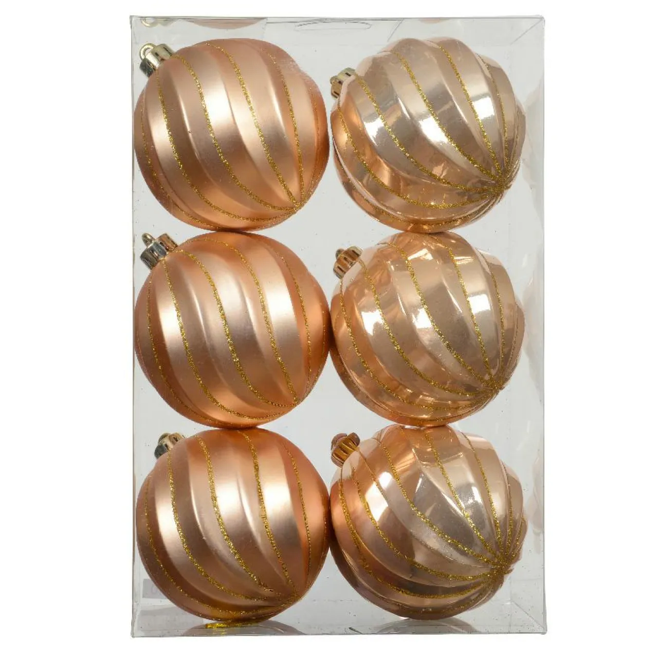 Boule De Noël|KAEMINGK Lot de 6 boules de Noël (D80 mm) Glam chic Pêche