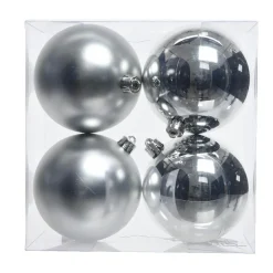 Boule De Noël|KAEMINGK Lot de 4 boules de Noël (D100 mm) Aravis Argent