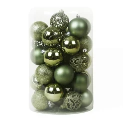 Boule De Noël|KAEMINGK Lot de 35 boules de Noël (D60 mm) Aravis mix Vert romarin
