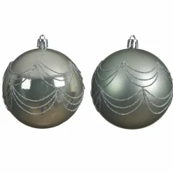Boule De Noël|KAEMINGK Lot de 12 boules de Noël (D80 mm) Kassia Vert sauge