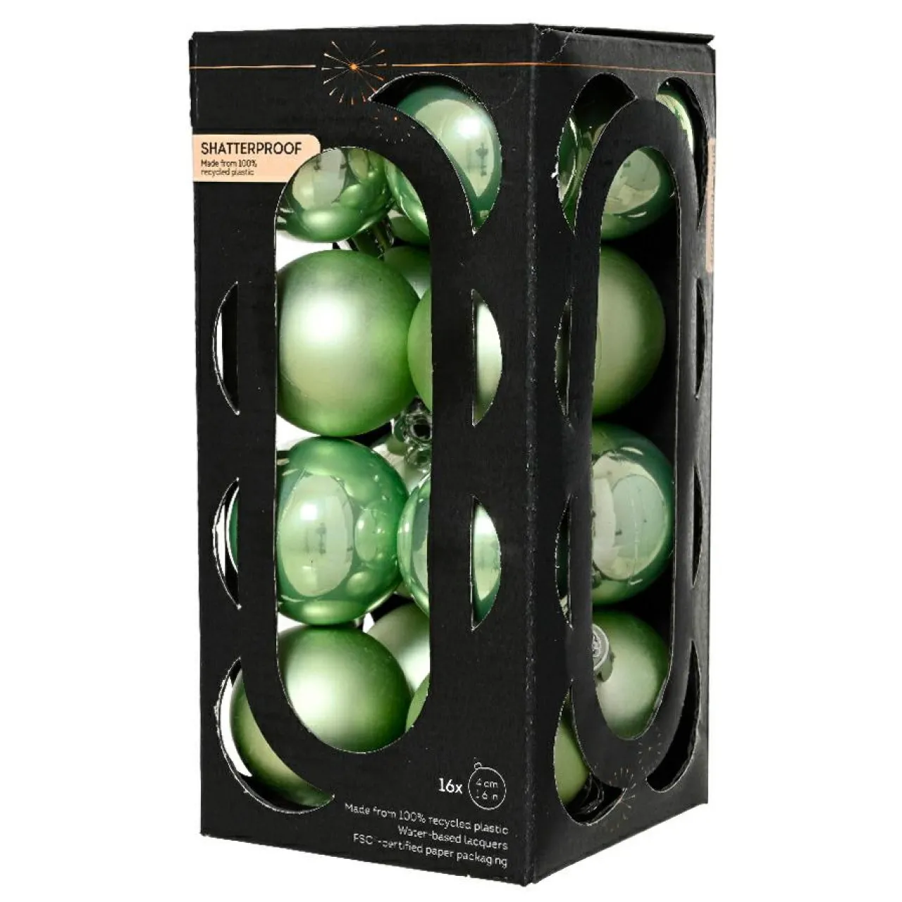 Boule De Noël|KAEMINGK Lot de 16 boules de Noël (D40 mm) Aravis Vert thé matcha Vert matcha