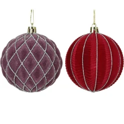 Boule De Noël|KAEMINGK Lot de 12 boules de Noël (D80 mm) Renaissance Figue et rouge Violet