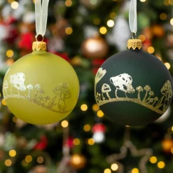 Boule De Noël|KAEMINGK Lot de 6 boules de Noël (D80 mm) en verre Champignons Pistache