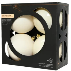 Boule De Noël|KAEMINGK Lot de 4 boules de Noël (D100 mm) Aravis Blanc laine