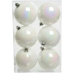 Boule De Noël|KAEMINGK Lot de 6 boules de Noël (D80 mm) Aravis Blanc irisé